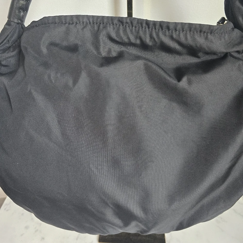 Kate Spade New York, Black Nylon Leather Strap Shoulder Hobo Bag Handbag Purse